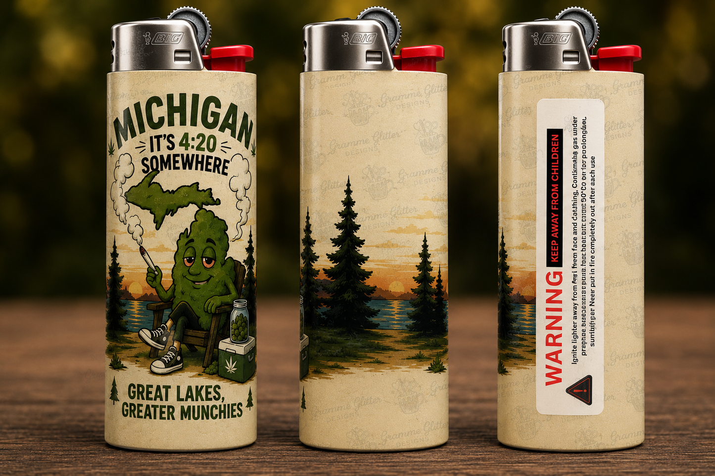 Michigan 4:20 Somewhere Bic Lighter | Funny Great Lakes Stoner Gift