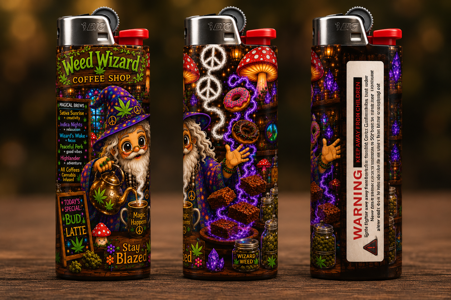 Weed Wizard Coffee Shop Bic Lighter | Fantasy Cannabis Humor Gift